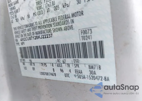 2008 Mercury Mariner Premier из США, поврежденный, VIN 4M2CU87128KJ22237